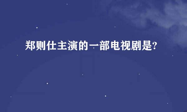 郑则仕主演的一部电视剧是?