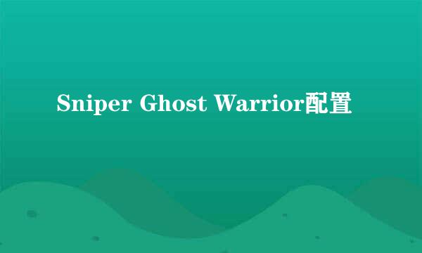 Sniper Ghost Warrior配置