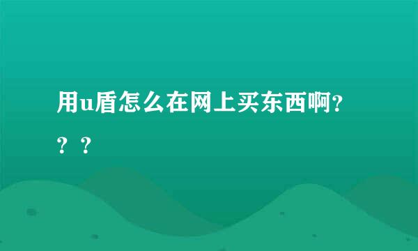 用u盾怎么在网上买东西啊？？？