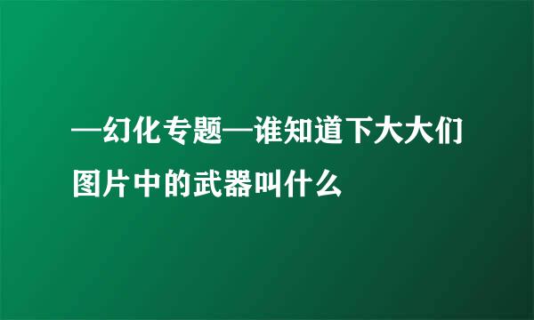 —幻化专题—谁知道下大大们图片中的武器叫什么