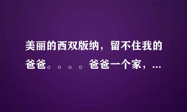 美丽的西双版纳，留不住我的爸爸。。。。爸爸一个家，妈妈一个家剩下我自己好像是多余的。请问这首歌叫什么？小时候看过一个电视的主题曲，现在忘了谁告诉我下