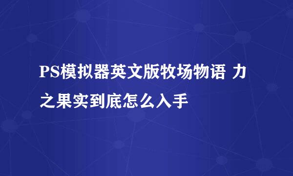 PS模拟器英文版牧场物语 力之果实到底怎么入手