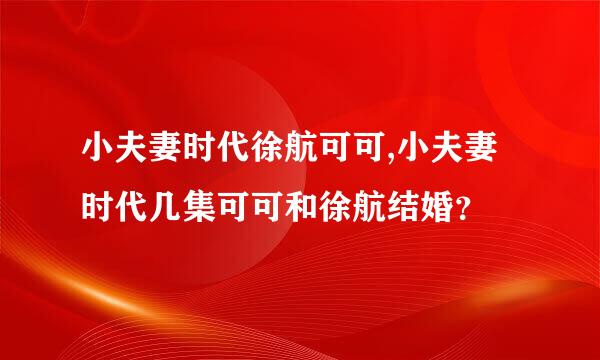 小夫妻时代徐航可可,小夫妻时代几集可可和徐航结婚？