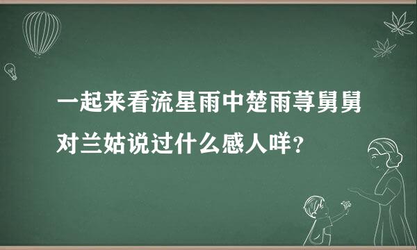 一起来看流星雨中楚雨荨舅舅对兰姑说过什么感人咩？