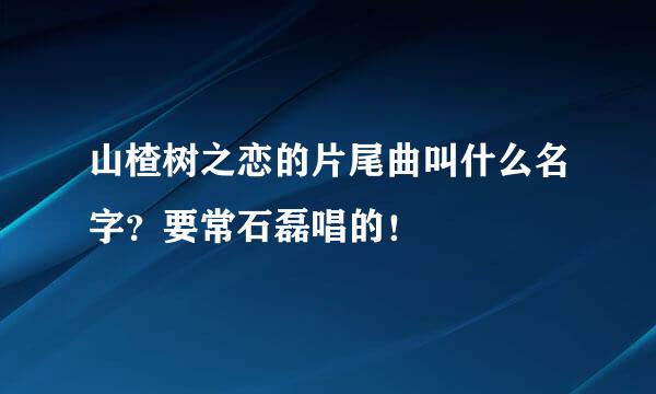 山楂树之恋的片尾曲叫什么名字？要常石磊唱的！