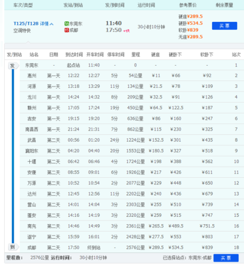 t128次列车到成都哪