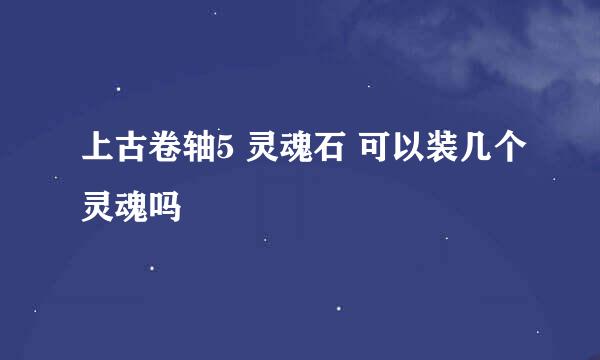 上古卷轴5 灵魂石 可以装几个灵魂吗