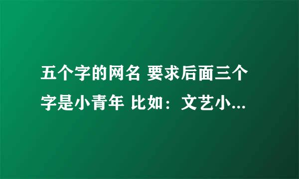 五个字的网名 要求后面三个字是小青年 比如：文艺小青年 **小青年