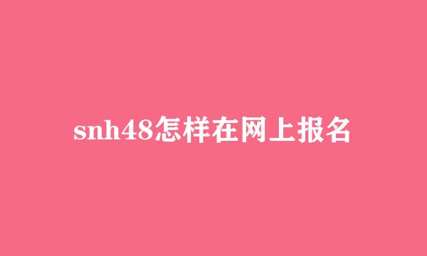 snh48怎样在网上报名