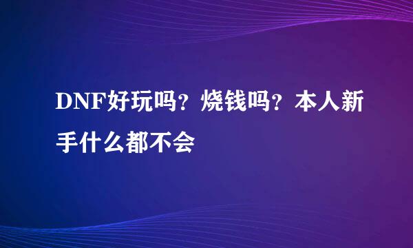 DNF好玩吗？烧钱吗？本人新手什么都不会