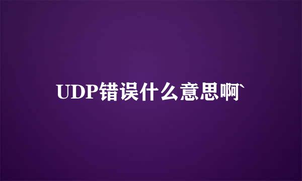 UDP错误什么意思啊`