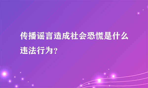 传播谣言造成社会恐慌是什么违法行为？