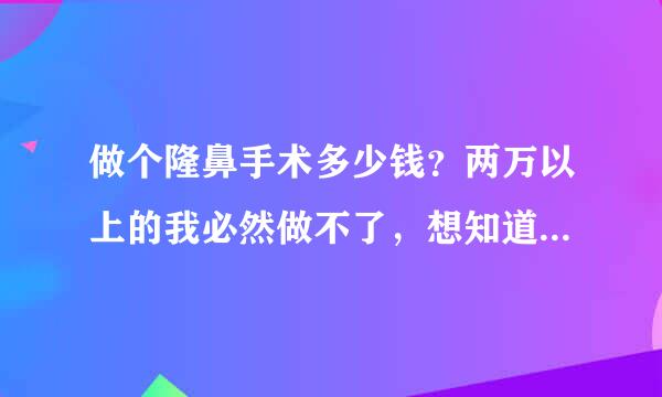 做个隆鼻手术多少钱？两万以上的我必然做不了，想知道这手术有没有便宜的价格