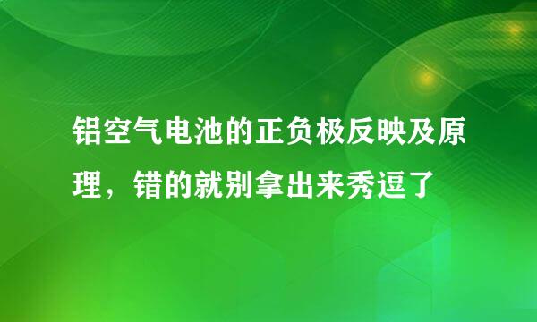 铝空气电池的正负极反映及原理，错的就别拿出来秀逗了