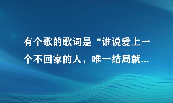 有个歌的歌词是“谁说爱上一个不回家的人，唯一结局就是上无止尽的等”