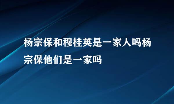 杨宗保和穆桂英是一家人吗杨宗保他们是一家吗