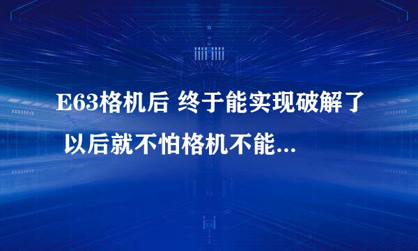 E63格机后 终于能实现破解了 以后就不怕格机不能破解手机的问题