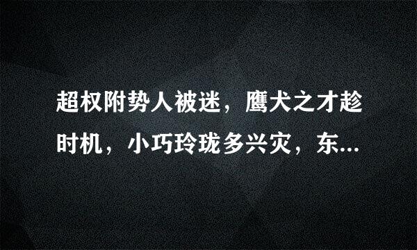 超权附势人被迷，鹰犬之才趁时机，小巧玲珑多兴灾，东南西北去复来，解生肖？