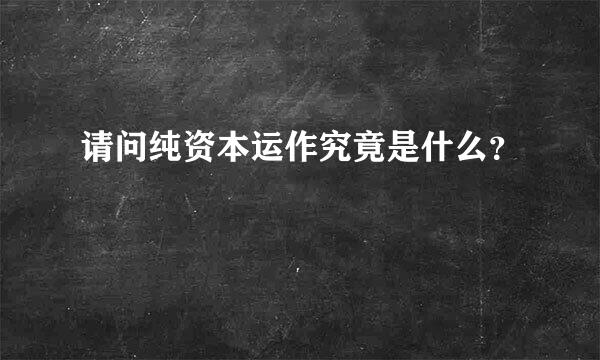 请问纯资本运作究竟是什么？