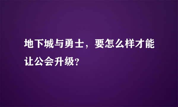 地下城与勇士，要怎么样才能让公会升级？