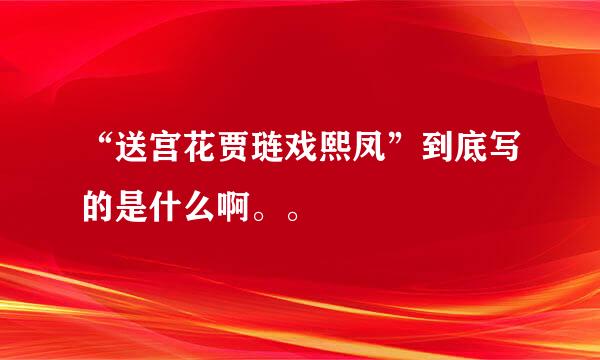 “送宫花贾琏戏熙凤”到底写的是什么啊。。