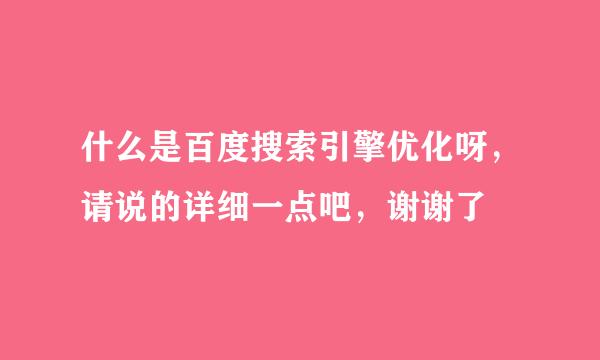 什么是百度搜索引擎优化呀，请说的详细一点吧，谢谢了