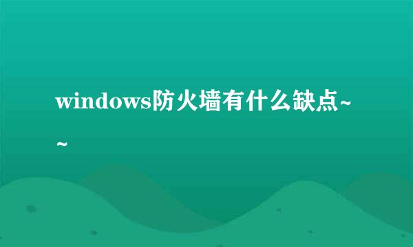 windows防火墙有什么缺点~~