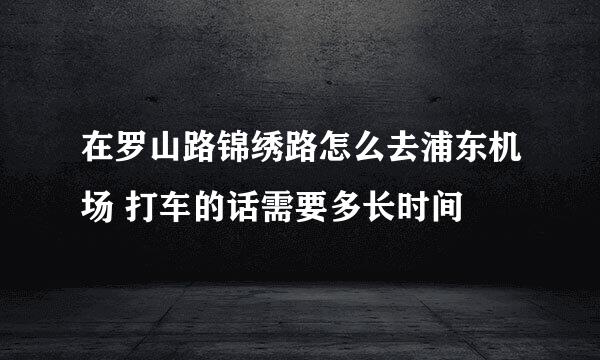 在罗山路锦绣路怎么去浦东机场 打车的话需要多长时间