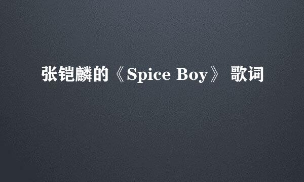 张铠麟的《Spice Boy》 歌词