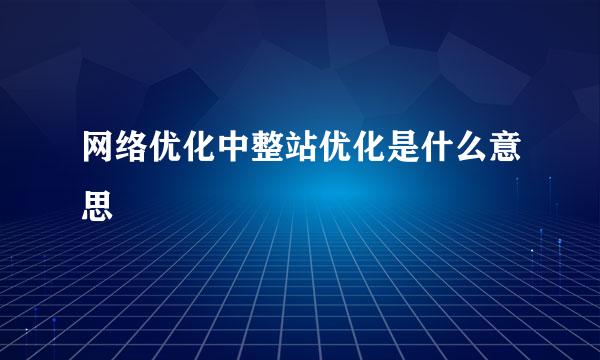 网络优化中整站优化是什么意思