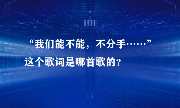 “我们能不能，不分手……”这个歌词是哪首歌的？