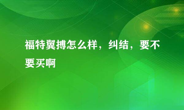 福特翼搏怎么样，纠结，要不要买啊