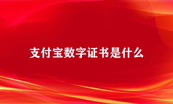 支付宝数字证书是什么