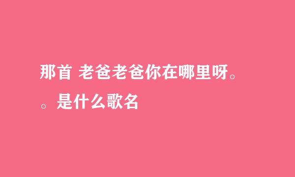 那首 老爸老爸你在哪里呀。。是什么歌名