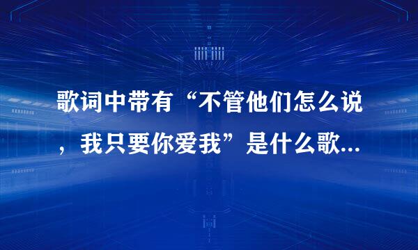 歌词中带有“不管他们怎么说，我只要你爱我”是什么歌？谁唱的？