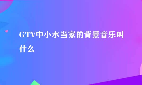 GTV中小水当家的背景音乐叫什么