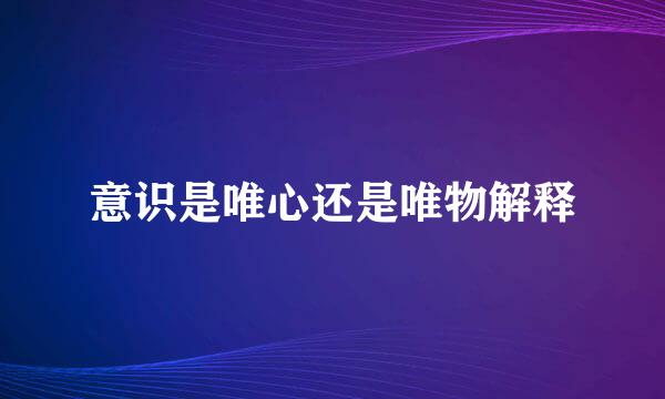 意识是唯心还是唯物解释