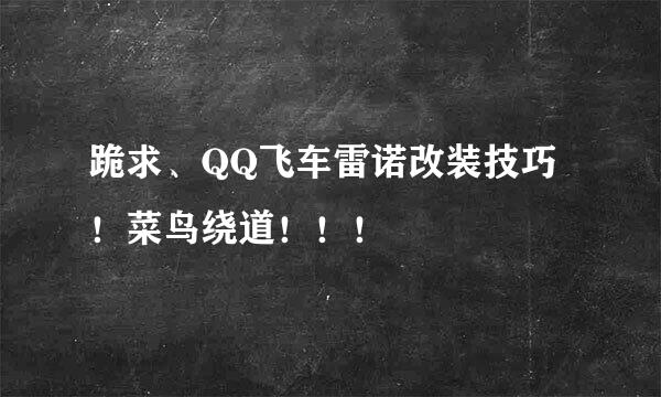 跪求、QQ飞车雷诺改装技巧！菜鸟绕道！！！