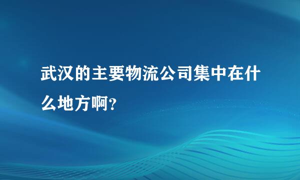 武汉的主要物流公司集中在什么地方啊？