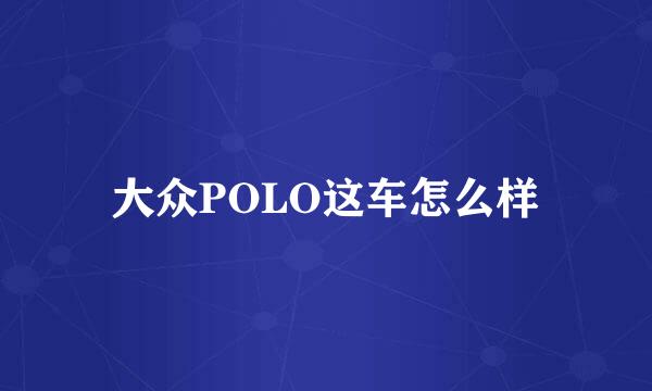 大众POLO这车怎么样