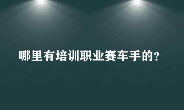 哪里有培训职业赛车手的？