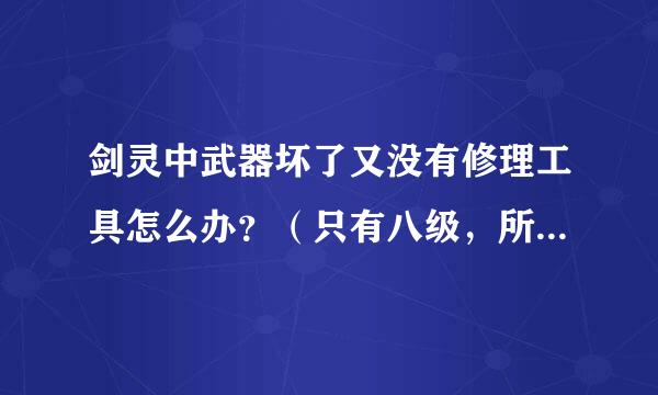 剑灵中武器坏了又没有修理工具怎么办？（只有八级，所以请详细回答。）