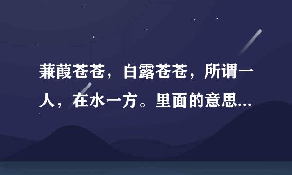 蒹葭苍苍，白露苍苍，所谓一人，在水一方。里面的意思含的是什么啊