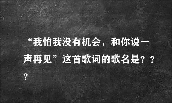 “我怕我没有机会，和你说一声再见”这首歌词的歌名是？？？