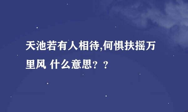 天池若有人相待,何惧扶摇万里风 什么意思？？