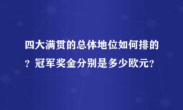 四大满贯的总体地位如何排的？冠军奖金分别是多少欧元？