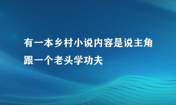 有一本乡村小说内容是说主角跟一个老头学功夫