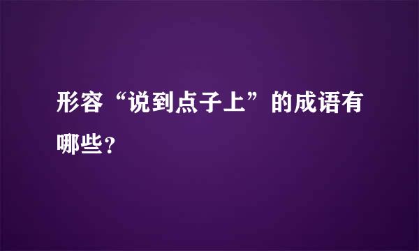 形容“说到点子上”的成语有哪些？