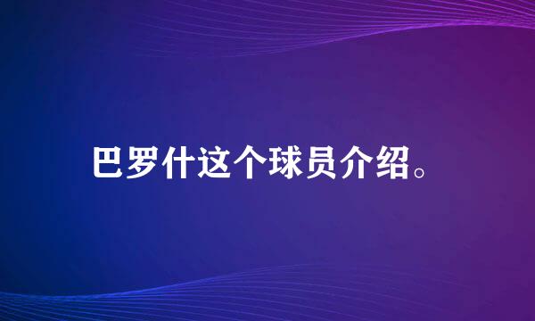 巴罗什这个球员介绍。