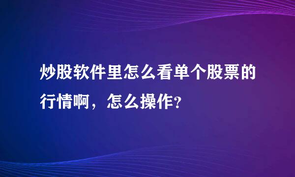 炒股软件里怎么看单个股票的行情啊，怎么操作？